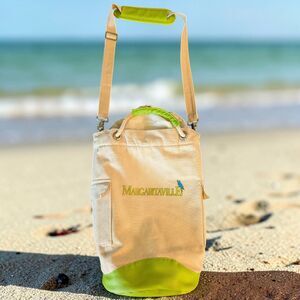 Margaritaville Jimmy Buffet Insulated Drawstring Canvas Beach Bag Tote 17"h X 9"